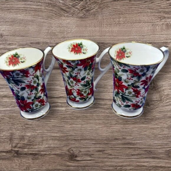 Royal Patrician poinsetta mug set of 3 coffee mugs - Picture 4 of 9
